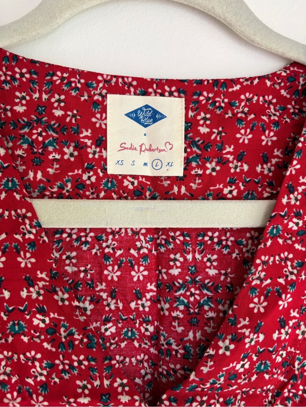 Sadie Robertson Red Floral Sleeveless Button Front Dress Size L - Picture 4 of 5